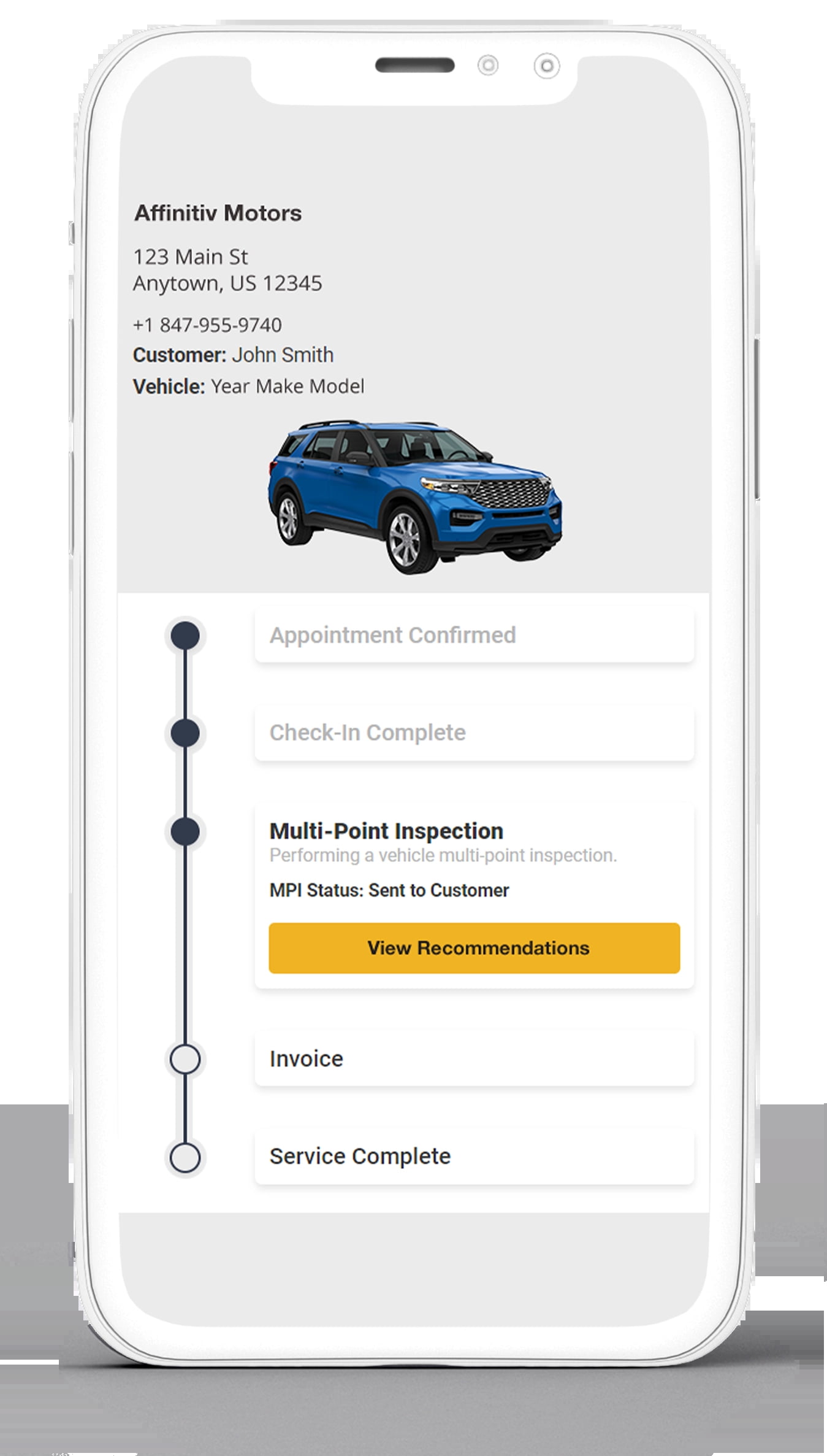 Mobile app interface